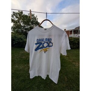 Vintage Oakland Zoo Seven Springs Graphic Print White‎ Mens T-Shirt